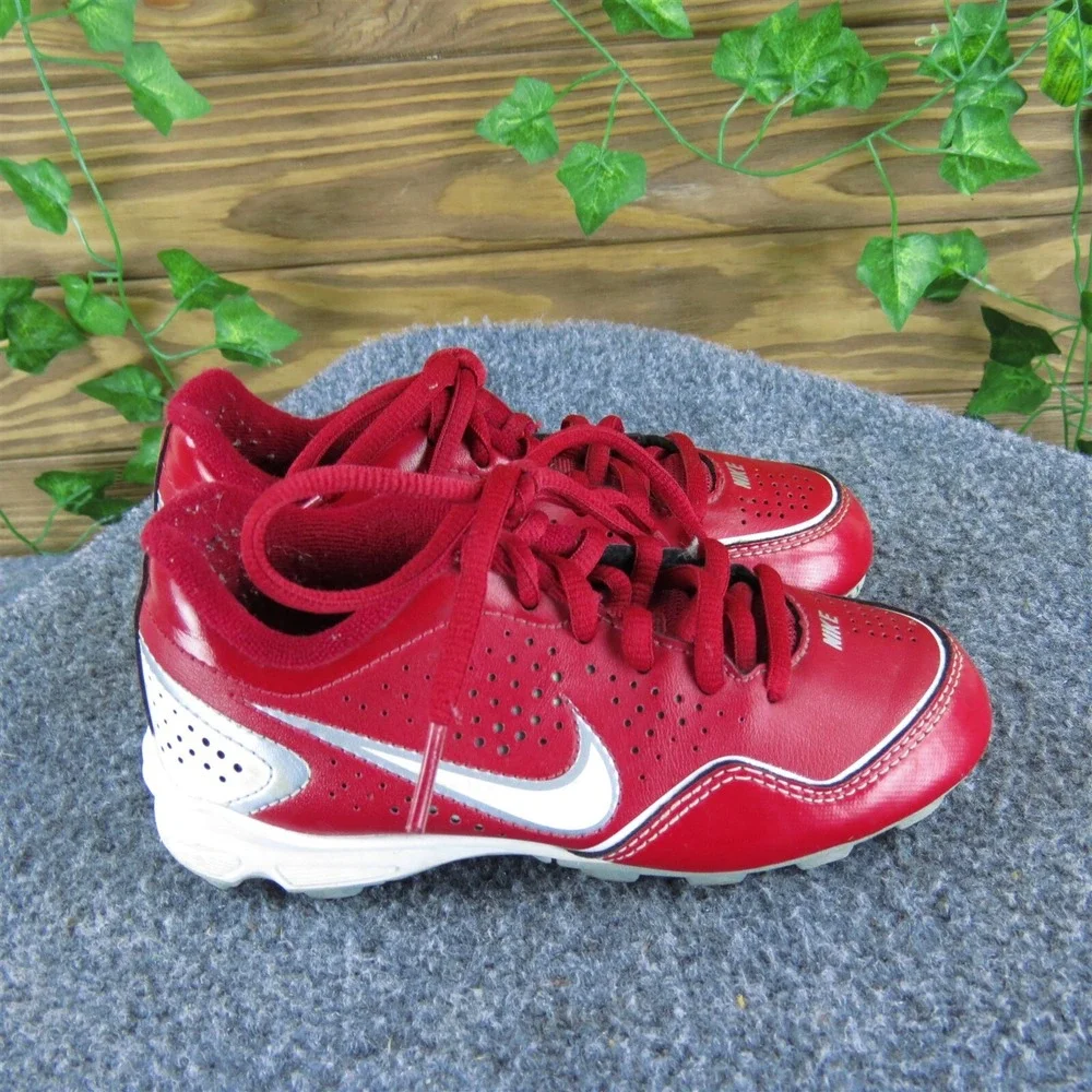 Nike Boys Sneaker Baseball‎ Sz T 11 Medium Red Synthetic Lace Up